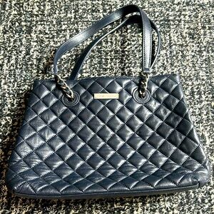 Leather navy blue brooks brothers handbag